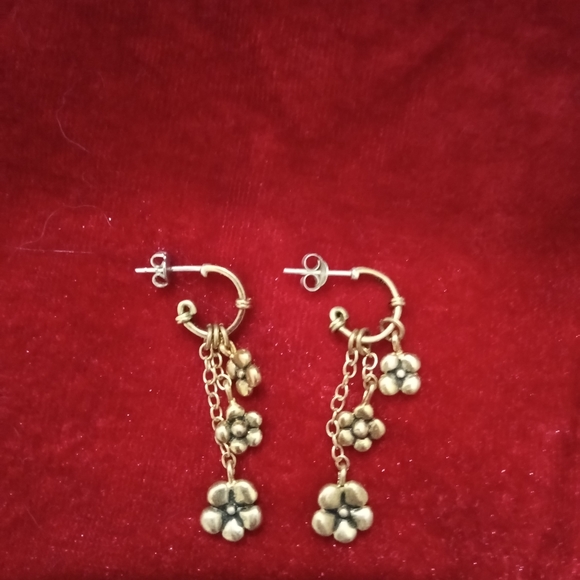 Barse bronzite 925 plumeria dangle post earrings - Picture 9 of 11